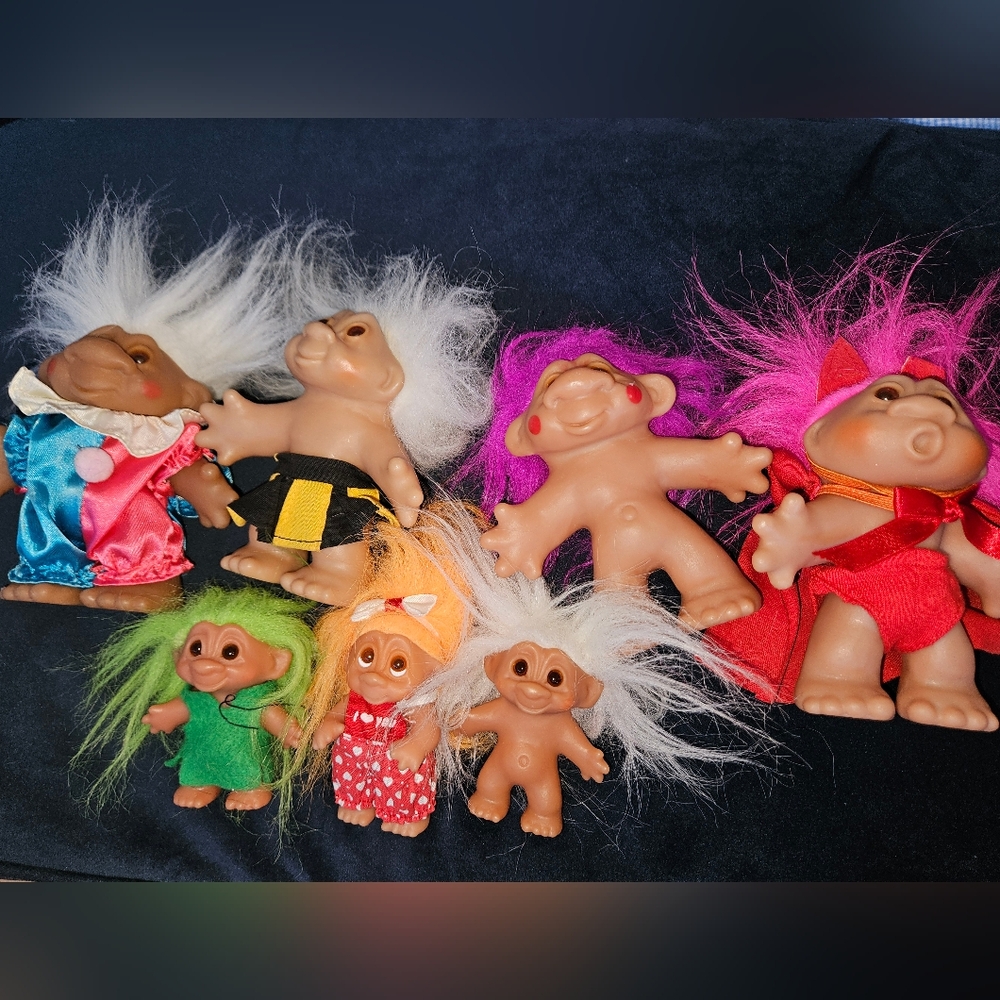Vintage DAM Troll Dolls Lot Of 7